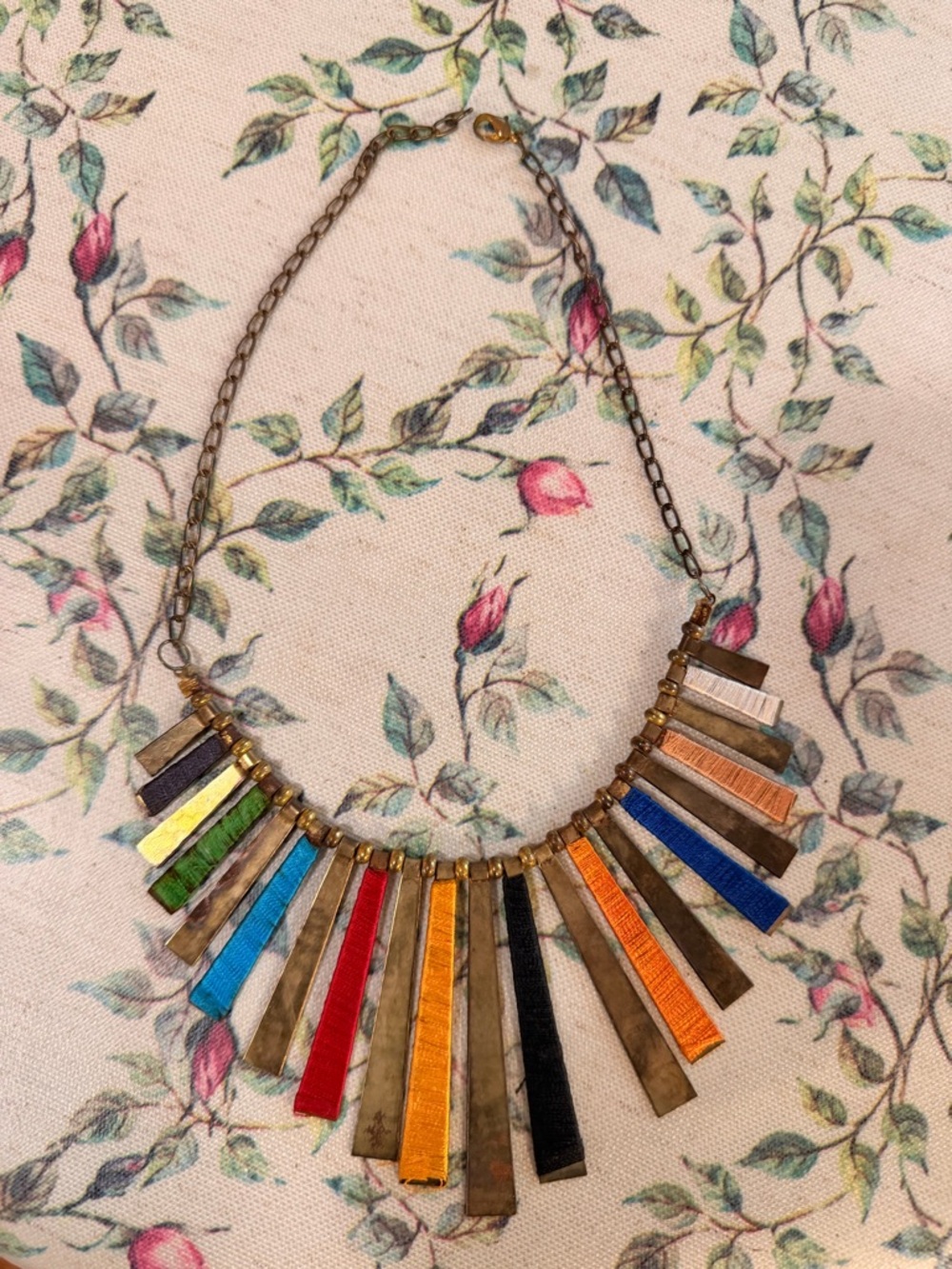 Multicolor Vintage-Inspired Bar Pendant Necklace